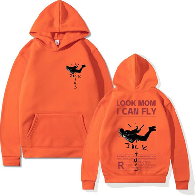 Hanorac Cactus Jack Bărbați Femei Logo-ul față-verso Imprimare LOOK MOM I CAN FLY Hanorac Cactus Jack Moda unisex Hip Hop Streetwear