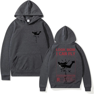 Hanorac Cactus Jack Bărbați Femei Logo-ul față-verso Imprimare LOOK MOM I CAN FLY Hanorac Cactus Jack Moda unisex Hip Hop Streetwear