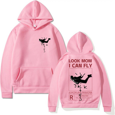 Hanorac Cactus Jack Bărbați Femei Logo-ul față-verso Imprimare LOOK MOM I CAN FLY Hanorac Cactus Jack Moda unisex Hip Hop Streetwear