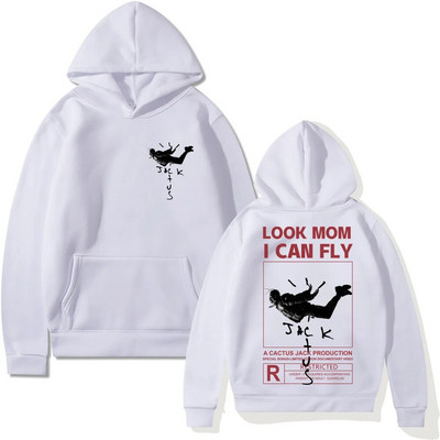 Hanorac Cactus Jack Bărbați Femei Logo-ul față-verso Imprimare LOOK MOM I CAN FLY Hanorac Cactus Jack Moda unisex Hip Hop Streetwear