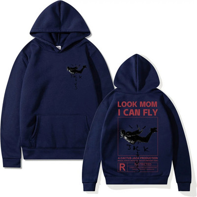 Hanorac Cactus Jack Bărbați Femei Logo-ul față-verso Imprimare LOOK MOM I CAN FLY Hanorac Cactus Jack Moda unisex Hip Hop Streetwear