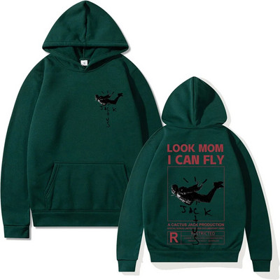 Hanorac Cactus Jack Bărbați Femei Logo-ul față-verso Imprimare LOOK MOM I CAN FLY Hanorac Cactus Jack Moda unisex Hip Hop Streetwear