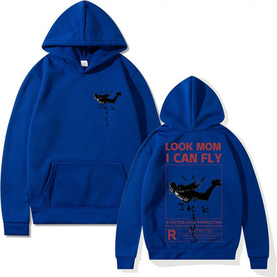 Hanorac Cactus Jack Bărbați Femei Logo-ul față-verso Imprimare LOOK MOM I CAN FLY Hanorac Cactus Jack Moda unisex Hip Hop Streetwear
