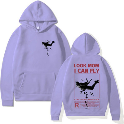 Hanorac Cactus Jack Bărbați Femei Logo-ul față-verso Imprimare LOOK MOM I CAN FLY Hanorac Cactus Jack Moda unisex Hip Hop Streetwear