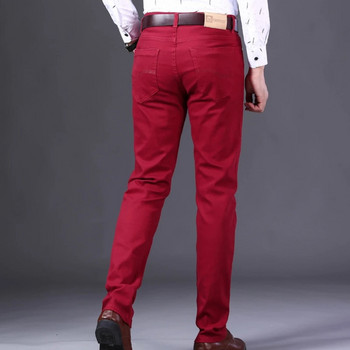 2023 Нови есенни виненочервени дънки Мъжки модни ежедневни класически стил Бизнес прави меки панталони Мъжки усъвършенствани панталони