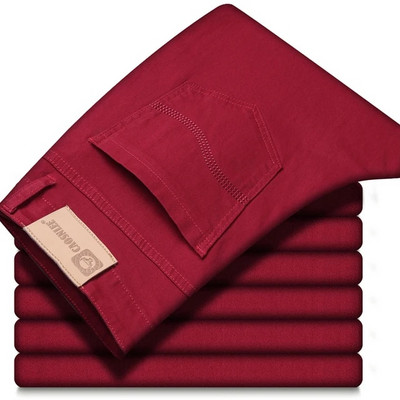 2023, blugi roșii vin de toamnă pentru bărbați, modă ocazională, stil clasic, de afaceri, pantaloni moale, pantaloni avansați pentru bărbați