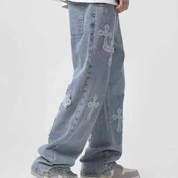 Ανδρικό τζιν High Street Loose Jeans Μακρύ Παντελόνι Hip Hop Ανδρικό στυλ Χονγκ Κονγκ κεντημένο φαρδύ παντελόνι Boyfriend Jeans