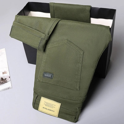 3 culori de toamnă, îmbrăcăminte nouă pentru bărbați, blugi subțiri, de modă maro, de afaceri, ocazional, pantaloni elastici din denim, pantaloni de marcă masculină