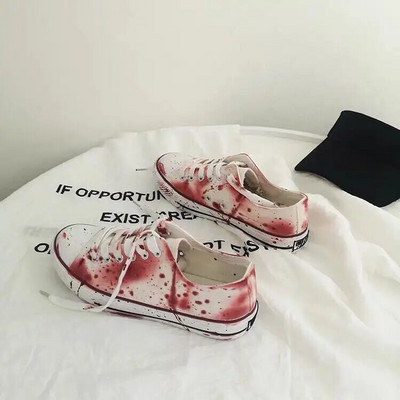 Graffiti Bărbați Pantofi de pânză Y2k pictați manual Darkness Vintage Casual Pantofi respirabili Moda femei amuzant Atletic Încălțăminte nouă