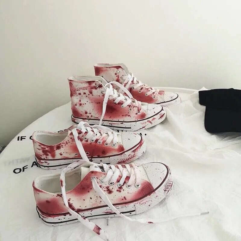 Graffiti Bărbați Pantofi de pânză Y2k pictați manual Darkness Vintage Casual Pantofi respirabili Moda femei amuzant Atletic Încălțăminte nouă