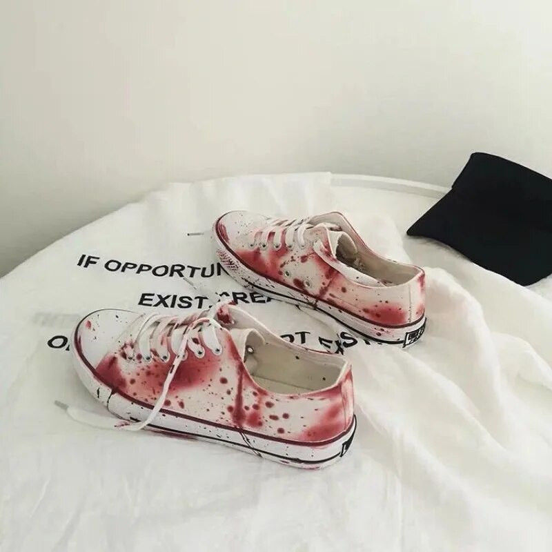 Graffiti Bărbați Pantofi de pânză Y2k pictați manual Darkness Vintage Casual Pantofi respirabili Moda femei amuzant Atletic Încălțăminte nouă