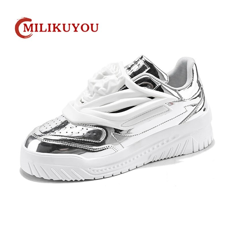 Ανδρικά Μόδα Αθλητικά Παπούτσια Βουλκανιζέ Παπούτσια Hombre Shiny Casual Tenis Luxury Παπούτσια Χοντής Πλατφόρμας Άνετα Zapatillas Νέο