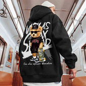 Skate Bear Anime Print Hoodie Bărbați și femei Oversize Streetwear Harajuku Fasion Casual Hanorac cu glugă y2k Hoodie Haine