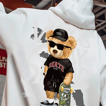 Skate Bear Аниме щампи с качулки Мъже и жени Oversize Streetwear Harajuku Fasion Ежедневен суичър с качулка y2k Дрехи с качулка