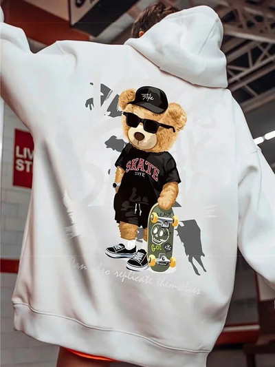 Skate Bear Anime Print Hoodie Bărbați și femei Oversize Streetwear Harajuku Fasion Casual Hanorac cu glugă y2k Hoodie Haine