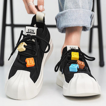 2023 Дизайнерски платнени обувки с черупкови пръсти Мъжки Harajuku Бежови ежедневни маратонки Мъжки улични хип-хоп маратонки С връзки Вулканизирани обувки Мъжки