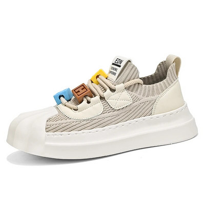 2023 m. dizaineris Shell drobė Batai Vyriški Harajuku Smėlio spalvos Kasdieniai sportbačiai Vyriški Gatvės hiphopo sportbačiai Suvarstomi vulkanizuoti batai Vyras
