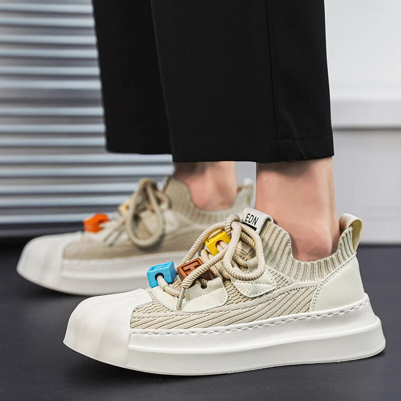 2023 m. dizaineris Shell drobė Batai Vyriški Harajuku Smėlio spalvos Kasdieniai sportbačiai Vyriški Gatvės hiphopo sportbačiai Suvarstomi vulkanizuoti batai Vyras