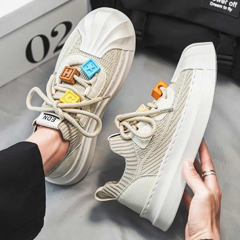 2023 m. dizaineris Shell drobė Batai Vyriški Harajuku Smėlio spalvos Kasdieniai sportbačiai Vyriški Gatvės hiphopo sportbačiai Suvarstomi vulkanizuoti batai Vyras