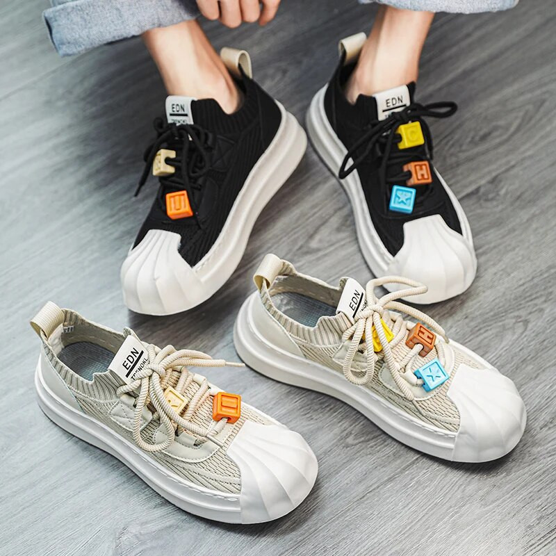 2023 m. dizaineris Shell drobė Batai Vyriški Harajuku Smėlio spalvos Kasdieniai sportbačiai Vyriški Gatvės hiphopo sportbačiai Suvarstomi vulkanizuoti batai Vyras