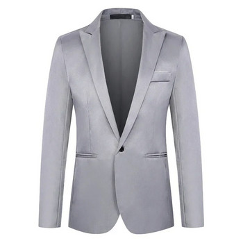 Μπουφάν ανδρικό επίσημο κοστούμι Επιχειρηματικό φόρμα εργασίας Μπλούζες με μονόχρωμη κανονική λεπτή εφαρμογή Λευκό γαμήλιο κοστούμι για άντρες Μπλέιζερ