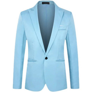 Μπουφάν ανδρικό επίσημο κοστούμι Επιχειρηματικό φόρμα εργασίας Μπλούζες με μονόχρωμη κανονική λεπτή εφαρμογή Λευκό γαμήλιο κοστούμι για άντρες Μπλέιζερ