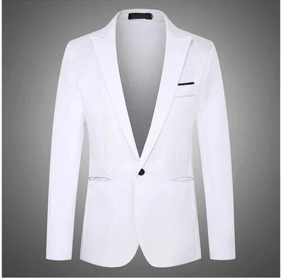 Jachete de costum formal pentru bărbați Uniforme de afaceri Blazer de lucru Topuri Solid Regular Slim Fit Costum de nuntă alb pentru bărbați Sacou blazer