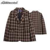 Costum pentru bărbați și femei Paltoane în carouri Vintage retro Casual primăvară și toamnă largi Îmbrăcăminte versatilă Blazere retro