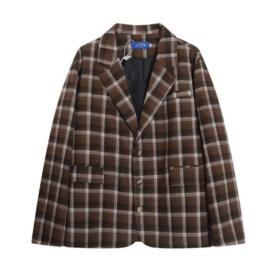 Costum pentru bărbați și femei Paltoane în carouri Vintage retro Casual primăvară și toamnă largi Îmbrăcăminte versatilă Blazere retro