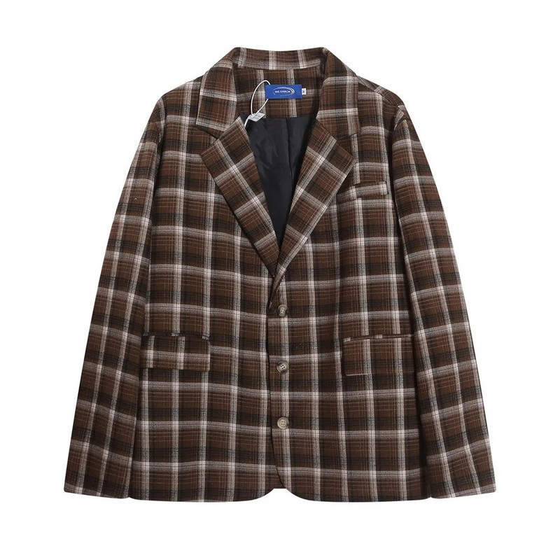 Costum pentru bărbați și femei Paltoane în carouri Vintage retro Casual primăvară și toamnă largi Îmbrăcăminte versatilă Blazere retro