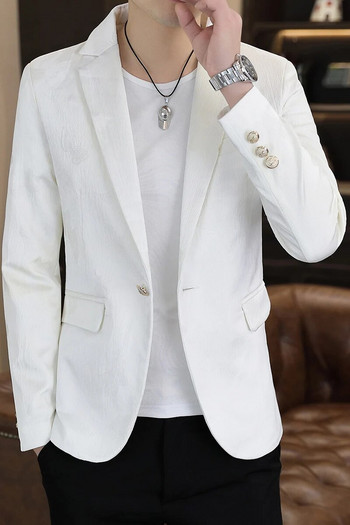 Άνοιξη 2024 Ανδρικά Blazers Μοδάτο σακάκι κοστούμι με στάμπα πεταλούδας για άνδρες Slim Fit Casual Social Streetwear Blazer Masculino