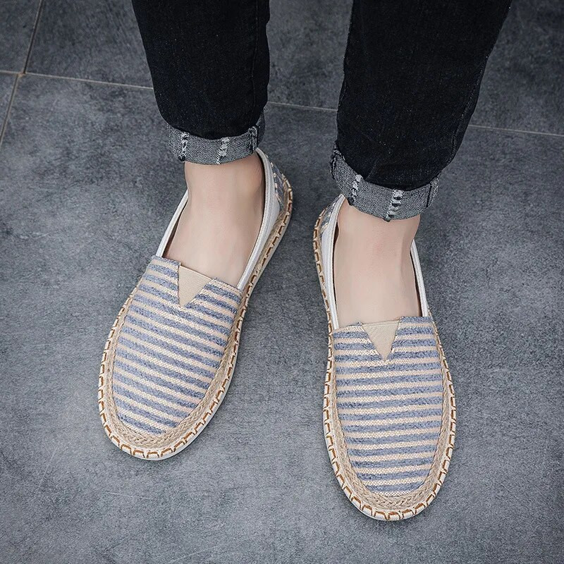 Pánske letné topánky 2023, módne tkané pruhy pre pohodlie, priedušné, ľahké, ležérne plátené topánky pre mužov