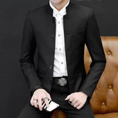 Stil chinezesc cu guler cu mânecă lungă pentru bărbați, slim fit, la modă, blazer cu tunică la un singur piept, jachetă 4XL, îmbrăcăminte pentru bărbați