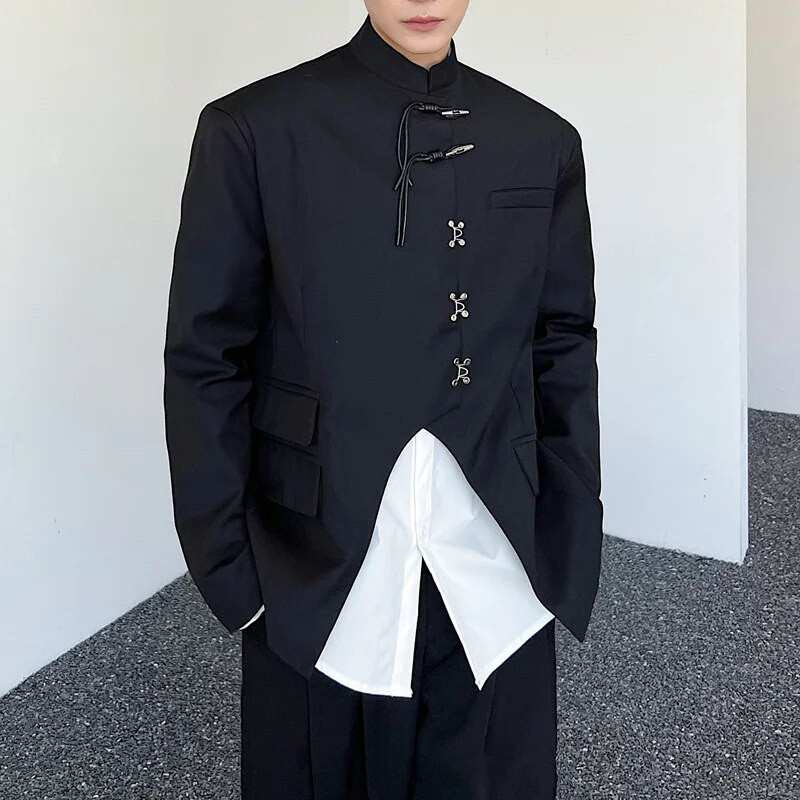 LUZHEN 2024, la modă, la modă, cu tivul asimetric, original, subțire, chinezească, haină de costum pentru bărbați, frumos, elegant, elegant, pentru stradă, nou 407c40