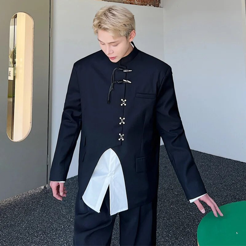 LUZHEN 2024, la modă, la modă, cu tivul asimetric, original, subțire, chinezească, haină de costum pentru bărbați, frumos, elegant, elegant, pentru stradă, nou 407c40