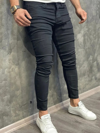 Модни мъжки ежедневни панталони, еластични дънки, тесни, ретро прани, големи размери, дънкови тънки дрехи, мъжки висококачествени хип-хоп дънкови панталони