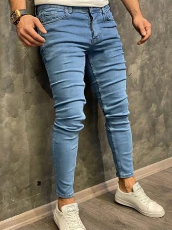 Модни мъжки ежедневни панталони, еластични дънки, тесни, ретро прани, големи размери, дънкови тънки дрехи, мъжки висококачествени хип-хоп дънкови панталони