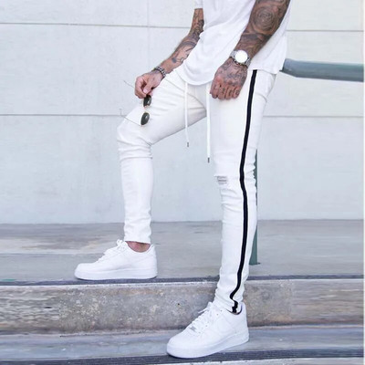 Pantaloni casual pentru bărbați, blugi elastici, skinny, vintage, spălat, mai mari, îmbrăcăminte subțire, pantaloni de denim hip hop de înaltă calitate pentru bărbați
