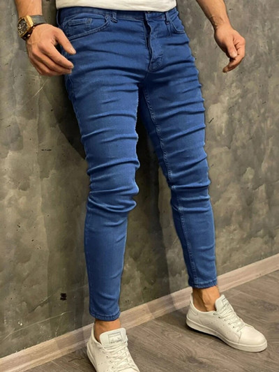 Pantaloni casual pentru bărbați, blugi elastici, skinny, vintage, spălat, mai mari, îmbrăcăminte subțire, pantaloni de denim hip hop de înaltă calitate pentru bărbați