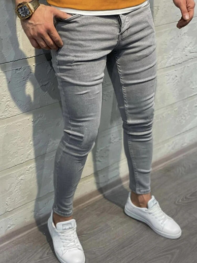 Pantaloni casual pentru bărbați, blugi elastici, skinny, vintage, spălat, mai mari, îmbrăcăminte subțire, pantaloni de denim hip hop de înaltă calitate pentru bărbați