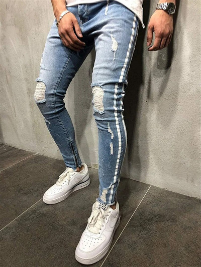 Pantaloni casual pentru bărbați, blugi elastici, skinny, vintage, spălat, mai mari, îmbrăcăminte subțire, pantaloni de denim hip hop de înaltă calitate pentru bărbați