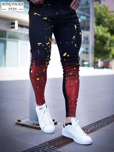 Pantaloni casual pentru bărbați, blugi elastici, skinny, vintage, spălat, mai mari, îmbrăcăminte subțire, pantaloni de denim hip hop de înaltă calitate pentru bărbați