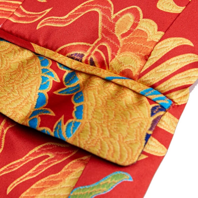 Pánske ležérne sako s potlačou červeného draka, dizajnom DJ klubového speváka, kostýmom, slim fit oblekom, sakom a kabátom