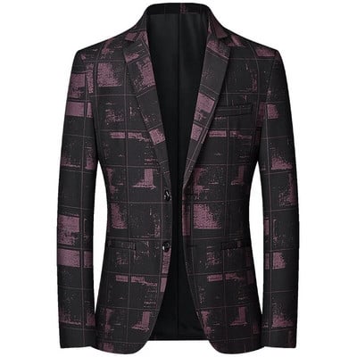 Kórejské módne pánske saká Jar Jeseň Spoločenský Príležitostný Mužský Blazer Slim Single breast Plaid Suit Jacket Osobnosť Suit Muž