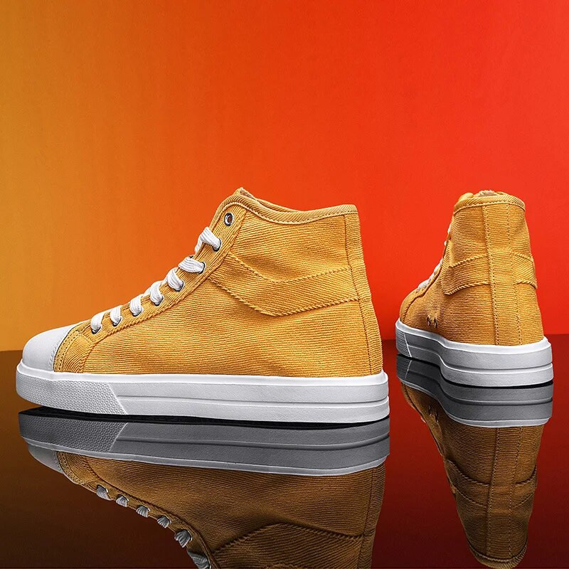 2022, pantofi de pânză înalți, pentru bărbați, confortabili, ușori, vulcanizați, mărimea 39-46, pantofi plati, ocazional, pantofi pentru bărbați