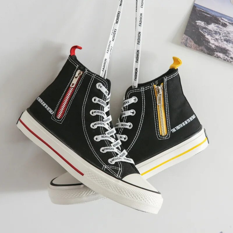 Pánske topánky 2023 Módne nové látkové topánky s bočným zipsom, párové vysoké protišmykové plátené tenisky, veľkosť 35-44