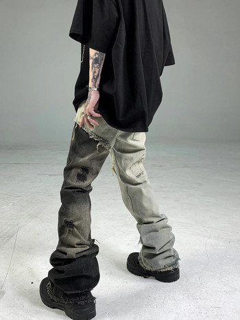 Mr. Black, авангарден и модерен дизайн, хетерохроматични шевове, парцаливи панталони за просяци, с леки набраздени ръбове и