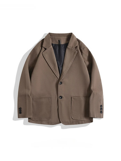 Blazer de lână în stil britanic cu rever de culoare uni pentru bărbați