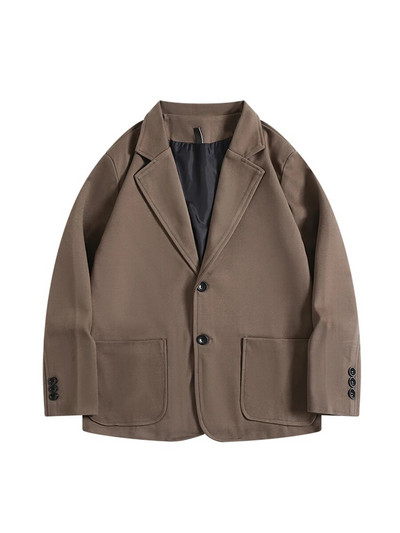 Blazer de lână în stil britanic cu rever de culoare uni pentru bărbați