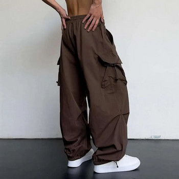 Свободни панталони Големи мъжки карго панталони с много джобове с еластична висока талия Дълбок чатал Мек дишащ ханш за връзки на глезена